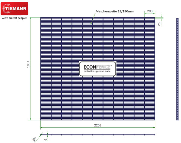 SCHUTZGITTER ECONFENCE® MEDIUM LINE 2000x2200MM - RAL 1023