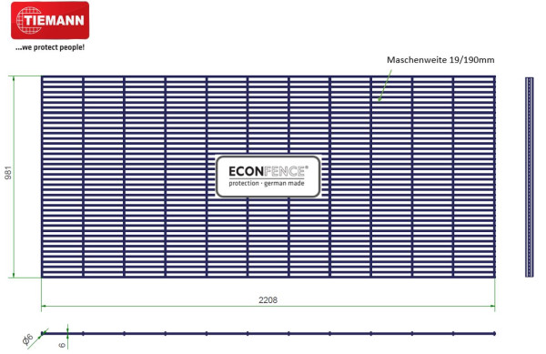 SCHUTZGITTER ECONFENCE® MEDIUM LINE 1000x2200MM - RAL1013