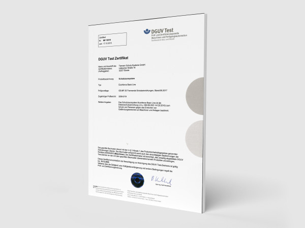 Basic Line - DGUV Test - Zertifikat "Trennende Schutzeinrichtung" - Gittersystem